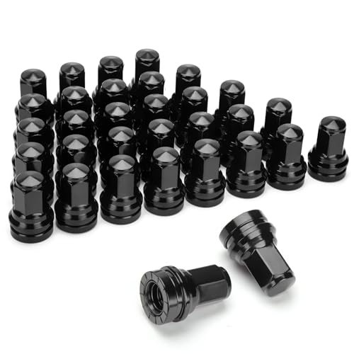 Dynofit 14mmx1.5 OEM Lug Nuts Fit F-250 F-350 2017-2026 32pcs Flat/Mag Seat Factory Wheel Nuts for Heavy Duty Truck One-Piece Design Chrome Stock Lug Nuts Replace OE#HCPZ-1012-B HCPZ-1012-A