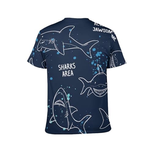 Tee Shirt Manches Courtes Requin Homme Anti-Transpiration en Coton Doux léger