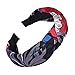 Produktbild DOFENG Damen Breit Haar-Stirnband mit Blume Gedruckt Haar Kopfband Mode Knoten-Haarband Einfache SüßE MäDchen Einfach Elegant Sport (1-D, One size)