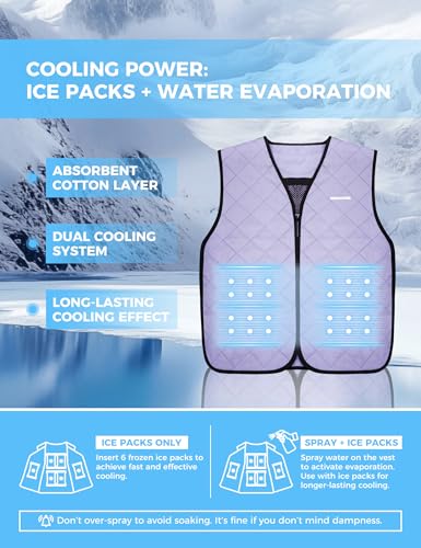HENNCHEE Cooling Vest for Men & Women Ice Vest with 12 PCS Ice Packs, Body Cool Clothing for Hot Weather Outside Activities Purple XL3