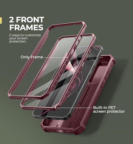 Image of Dexnor for Samsung Galaxy S25 Plus Case with Built-in Slide Camera Cover & Screen Protector & Kickstand,Heavy-Duty Shockproof Rugged Case Full-Body Bumper Cover for Galaxy S25 Plus(2025),Maroon Red