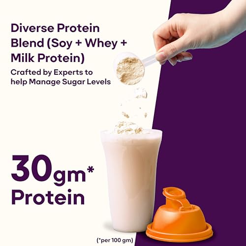 Image of Sugar.fit | Active Foods Diabetes Care+ Supplement Powder 400g, High-Protein Soy & Whey Blend, 30 Vitamins & Minerals, Low GI, Zero Refined Sugar, Vanilla Flavour