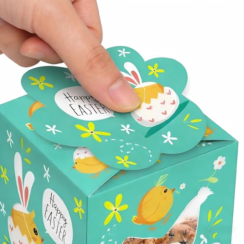 12 Stück Geschenkbox Ostern, Osternester Zum Befüllen, Goodie Kekshalter mit Griff für Kinder, Osterkörbchen zum Verpacken von für Ostergeschenke