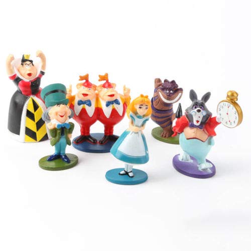 Unbranded New Alice in Wonderland Playset 6 Action Figure Doll Cake Topper Toy Hatter White Rabbit Figurines Mini Toy Set