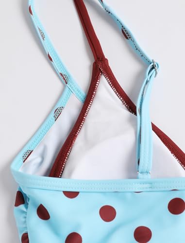 Image of ZAFUL Women's Polka Dot Bikini Set Double Layer Halter Swimsuit Colorblock Side Tie 2 Piece Bathing Suit