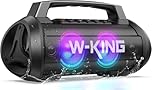 W-KING 120W Max Bluetooth Speaker, IPX6 Waterproof Portable Speakers Wireless with 70W Deep Bass/Hi-Fi Audio/42H Play/LED Lights/MAC-in/Power Bank/TF/AUX, Outdoor Loud Big Speaker for Travel, Party