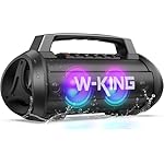 W-KING Portable Speakers Bluetooth Wireless, 120W Max Loudest Bluetooth Speaker, IPX6 Waterproof Outdoor Speaker with 70W Deep Bass/2*Subwoofer/DSP/EQ/42H/LED/MAC-in/Power Bank, Large Party Boombox