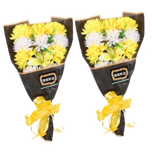 Hemobllo 2Piezas Ramos De Flores Artificiales para Cementerio Decoración Floral para Colores y Ramos Conmemorativos para Descanso