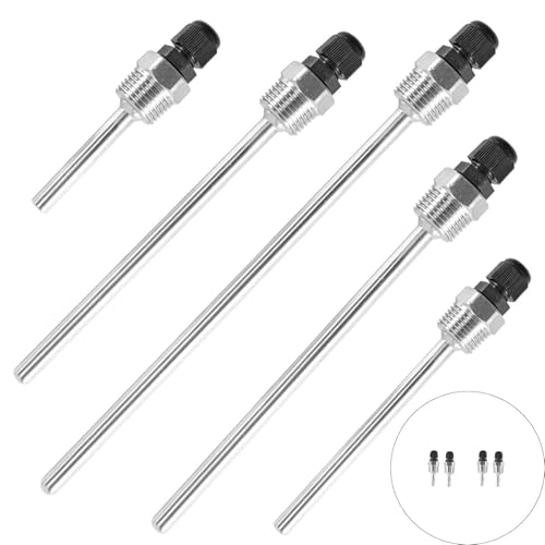 4 Stück Tauchhülse Temperaturfühler 1/2, Tauchhülsen Temperaturfühler, Edelstahl Tauchhülse Gewinde für Temperatursensor