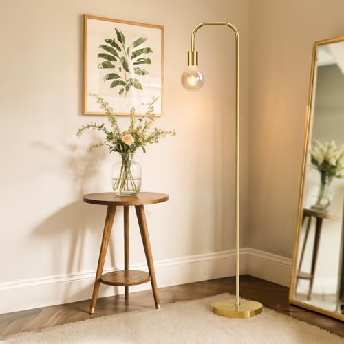 Oneach 63.75'' Industrial Antique Brass Gold Minimalist Floor Lamp for Living Room, Bedroom and...