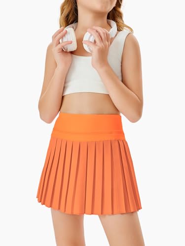 Image of Haloumoning Girls Pleated Skirts with Shorts Athletic Tennis Skorts Sport Performance Skirt with Pockets 4-14 Years