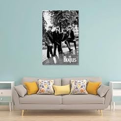 YBRAVO Poster décoratif sur toile Beatles noir et blanc, impression d’art moderne pour chambre à coucher (40 x 60 cm) - Les Beatles, Paul McCartney, John Lennon, RIngo Starr, George Harrison YBRAVO Poster décoratif sur toile Beatles noir et blanc, impression d'art moderne pour chambre à coucher (40 x 60 cm) – Image 2