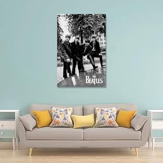 YBRAVO Poster décoratif sur toile Beatles noir et blanc, impression d’art moderne pour chambre à coucher (40 x 60 cm) - Les Beatles, Paul McCartney, John Lennon, RIngo Starr, George Harrison YBRAVO Poster décoratif sur toile Beatles noir et blanc, impression d'art moderne pour chambre à coucher (40 x 60 cm) – Image 2