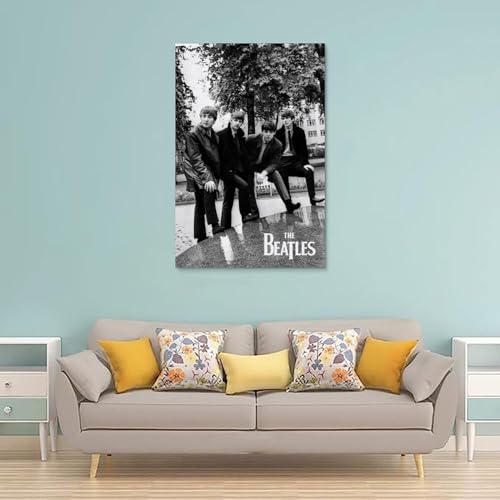 YBRAVO Poster décoratif sur toile Beatles noir et blanc, impression d’art moderne pour chambre à coucher (40 x 60 cm) - Les Beatles, Paul McCartney, John Lennon, RIngo Starr, George Harrison YBRAVO Poster décoratif sur toile Beatles noir et blanc, impression d'art moderne pour chambre à coucher (40 x 60 cm) – Image 3