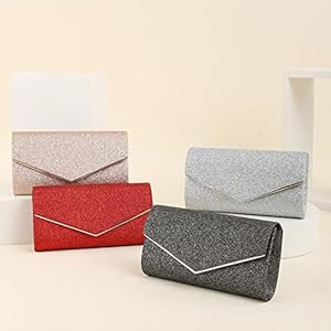CORIOS Avondtas voor dames, kleine clutch met ketting, bling handtassen