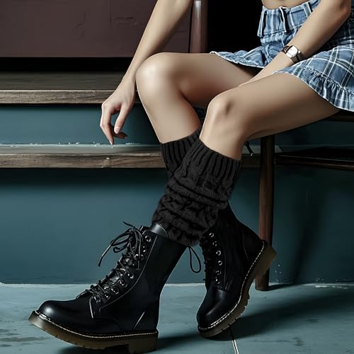 Image of 2 Pairs Leg Warmers for Women Winter Fashion Cable Knit Warm Leg Warmer Accessories for Party Sports Yoga