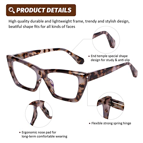 Doovic 3 Pack Fashion Reading Glasses For Women Trendy Cat Eye Blue Light Blocking Computer Readers 2.75 Strength #TOP3