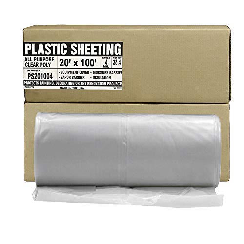 Aluf Plastics Clear All Purpose Poly Sheeting, Extra Strong, 4 mil, 20' x 100' by Aluf Plastics - Used condition - US$65.20