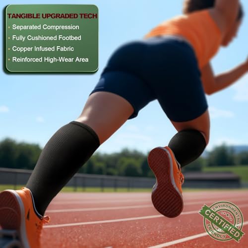 BULLIANT Men's Cushioned Compression Knee High Sports Recovery Socks 3Pack - image 2