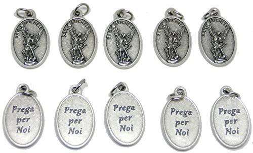 Generico 60.260.30 007PPN 10 medallas de San Miguel Ángel Arcángel ovalado plata con reverso reza por nosotros 22 mm