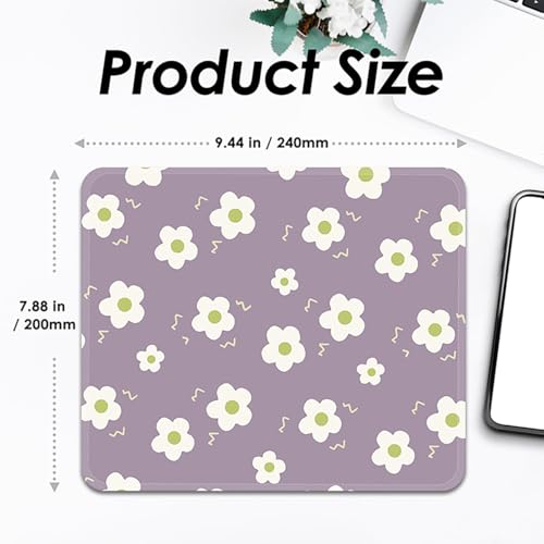Image of FROGIGO Mouse Pad with Stitched Edges - Purple Floral Mousepad for Women, 9.25 x 7.75 inch Washable Square Desk Pad, Non-Slip Rubber Base, Office Home Laptop Accessories - Purple Bloom