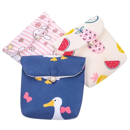 CALLARON 3 Piezas Paquete de toallas higiénicas contenedor de compresas menstruales bolsa de toallas menstruales bolsa de toallas higiénicas portátiles bolsa sanitaria para niñas lino
