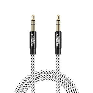 CableCreation 3.5mm Aux Cable(1.5FT/0.45m/18inch), Short Male to Male 1/8 Audio Auxiliary Cord Braided Hi-Fi Sound for Car,Headphone Jack,Speaker,Home Stereos,Smartphone(with Aux Port)