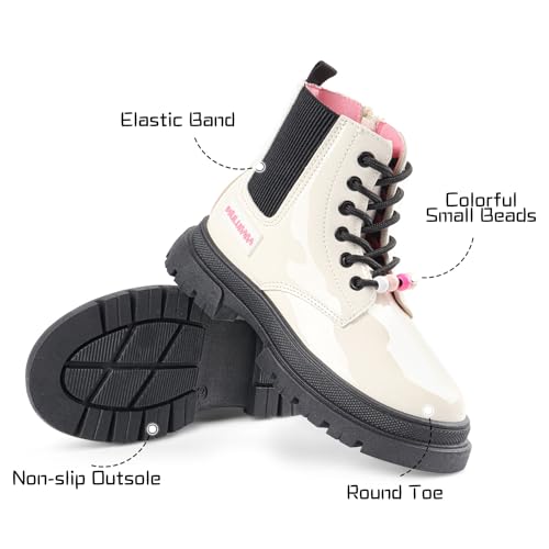 Girls Combat Boots Side Zipper Rainbow Lace Up Dress Black Girls Boots for Toddler/Little Kid/Big Kid2