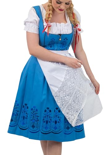 Dirndl Trachten Haus Women's Long Blue Mid Calf German Authentic Dirndl Dress For Oktoberfest (8)