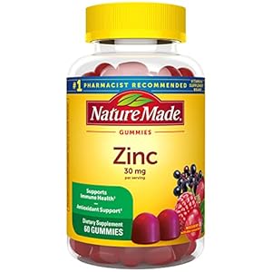 Nature Made Extra Strength Zinc Supplements 30 mg, Dietary Supplement for Immune Health and Antioxidant Support, 60 Zinc Gummies, 30 Day Supply
