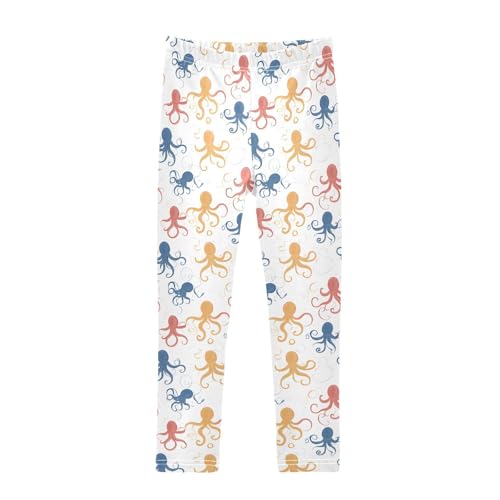 Yellow Red Blue Octopus Girls Leggings Soft Stretch Workout Yoga Dance Pants for Kids Casual Tights