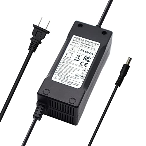 Eseegoo Lithium Battery Charger Output 54.6V 2A for 13 Series 13S 48V Lithium Battery Pack, 48V Li-ion Battery Charger DC 5.5 * 2.1mm Plug witth a 5.5 * 2.5mm Tip