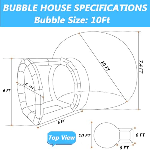 RIQHTIK Inflatable Bubble House, Clear Inflatable Bubble Dome Tent with Blower for Commercial Use, Luxury Bubble House for Outdoor Backyard Festival Birthday Party,3M/10FT - Image 2