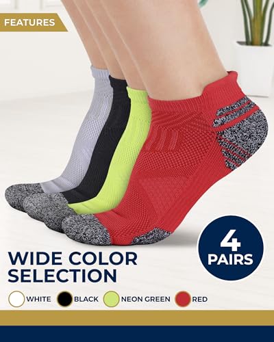 Image of Pembrook Ankle Compression Socks for Women & Men - 4 Pairs | Running Socks | Plantar Fasciitis Socks | Neon Colors WMelon
