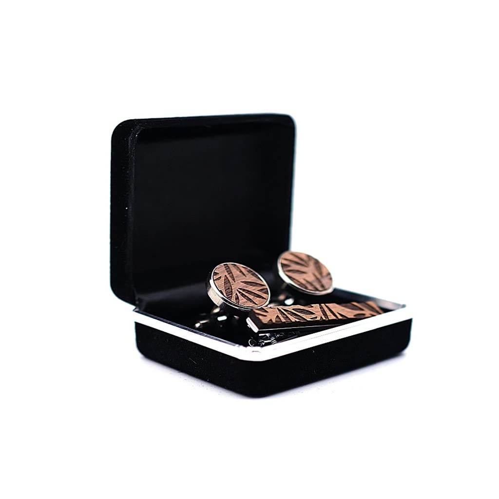 Trjgtas Legno Gemelli Cravatta Fermacravatta per Fermacravatta per Regalo da Uomo Modello in Legno Fermacravatte Gemelli Fermacravatta Set Gioielli da Uomo (Color : A, Size (A As The Picture Shows)