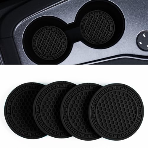 4Pcs Car Cup Coaster Set - car Cup Holder Coaster, Cup Coaster for car?2.75 inch PVC Cup Holder Insert Coaster, Car Interior Accessories for Car, SUV, Truck?Black