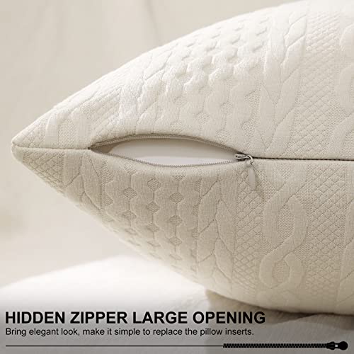 Cikary Decorative Throw Pillow Covers 26X26 Set Of 2 For Sofa Bed With Raised Twisted Rope Pattern, Stretchy Embossed Couch Pillow Covers, Beige #TOP3