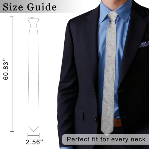 Image of Cotton Ties for Men Solid Color Skinny Tie Mens Necktie for Wedding Graduation Formal Dinner