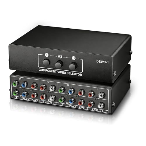 Linkstyle 3 in 1 Out Component AV Video Switch Box 1080P, 3 Way Composite 3 RCA AV Splitter RGB Selector Video Audio Switch Converter, for Xbox 360 Wii PS3 PS1 PS1 SNES DVD/VCD/STB/TV/HDTV