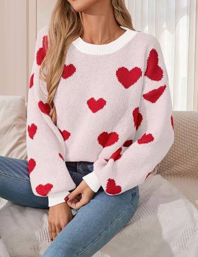 Image of Libsorge Womens Valentine Heart Sweater 2026 Valentines Day Trendy Cute Oversized Long Sleeve Pullover Sweaters