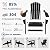 Plawdlik Folding Adirondack Chair Set of 4, Cup Holder?Wooden Textured ?Heavy All-Weather HDPE Comfortable Set Poolside Backyard Lawn Black