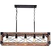 Airposta Kitchen Island Lighting, 33.5-Inch 5 Lights Farmhouse Linear Chandelier for Dining Room Pool Table Pendant Light Fixture, Rustic Wood Grain Finish, Industrial Pendant Light Airposta Kitchen Island Lighting, 33.5-Inch 5 Lights Farmhouse Linear Chandelier for Dining Room Pool Table Pendant Light Fixture, Rustic Wood Grain Finish, Industrial Pendant Light