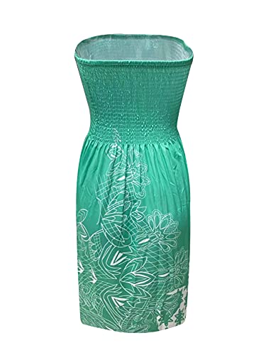 Image of Zyyfly Tube Top Dress Women Summer Beach Coverup Stretch Smocked Strapless Dress