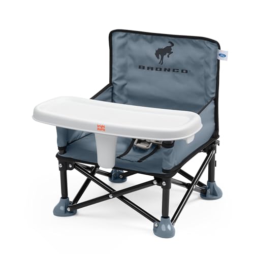 Bright Starts Ford Bronco Pop 'N Sit Portable Booster Chair, Floor Seat, Indoor/Outdoor Use, Compact Fold, Area 51 Color, 6 Mos - 3 Yrs