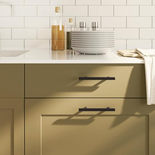Frdhee Tiradores para armario de cocina, tiradores de puerta de granero, tiradores para muebles, 10 unidades, color negro, 96 mm, acero inoxidable, para baño, dormitorio, cocina