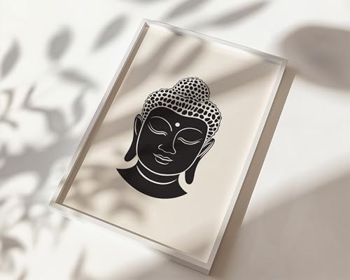 Affiche Bouddha noir et blanc pour apaiser l'ambiance d'une pièce de vie