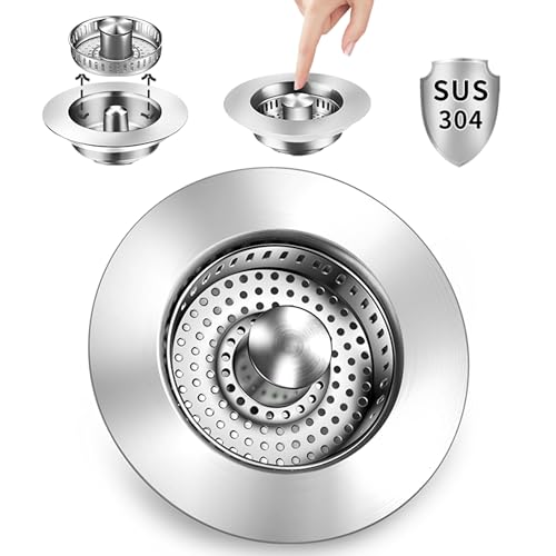 Colador para fregadero de cocina 3 en 1 con filtro de acero inoxidable