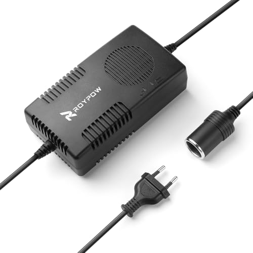 RoyPow Adaptador de Corriente CA a CC 120W (MAX 150W) de 220V/230V/240V a 12V Enchufe Tipo mechero de Coche 12V/10A CC Convertidor Transformador