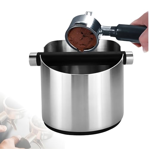Hopeyhfm Coffee Knock Box, Espresso Knock Box Coffee Bin, Coffee Machine Accessories, Inch Shock-Absorbent Coffee Bin, for Espresso Puck, Coffee Ground, Durable Espresso Accessories (Style 2, L)
