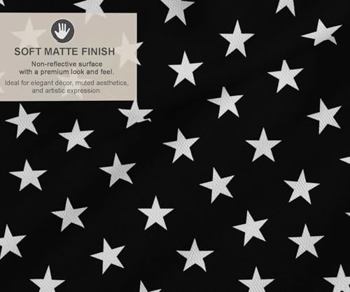 Image of Soimoi Black Cotton Canvas Fabric Stars Star Decor Fabric Printed Meter 44 Inch Wide